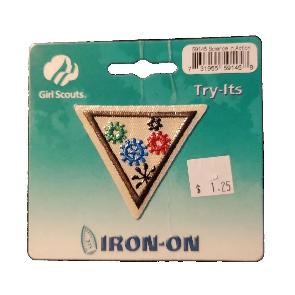 Girl Scout Try-Its Science In Action Triangle Patch Badge 59145 Iron-On Brownie